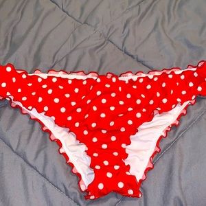 Red and White Polka Dot Bikini Bottoms